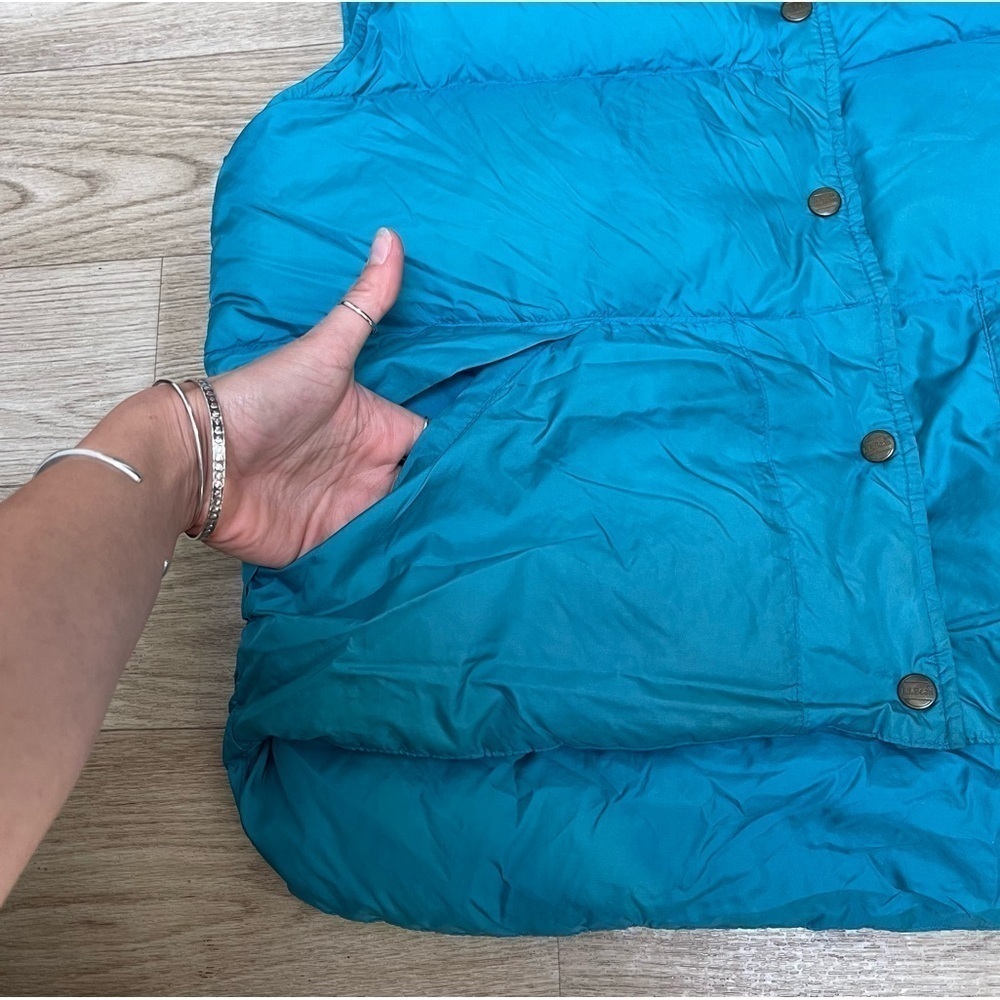 Vintage L.L. Bean Goose Down Insulated Puffer Vest Blue Teal Women’s L - Picture 4 of 6